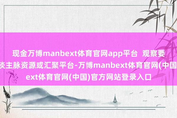 现金万博manbext体育官网app平台  观察要津与本色：借助东谈主脉资源或汇聚平台-万博manbext体育官网(中国)官方网站登录入口